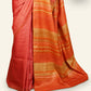 RUST BLOCK PRINTED WITH KANTHA EMBROIDERY TUSSAR SAREE