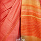 RUST BLOCK PRINTED WITH KANTHA EMBROIDERY TUSSAR SAREE