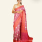 MAGENTA AND CREAM FLORAL PRINTED TUSSAR SILK SAREE