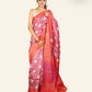 MAGENTA AND CREAM FLORAL PRINTED TUSSAR SILK SAREE