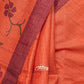 RUSTISH ORANGE WITH MAROON FLORAL PRINTS TUSSAR SILK SARI