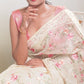 OFF-WHITE ORGANZA SAREE WITH FLORAL EMBROIDERY, SEQUINS, AND THREAD WORKED BORDER