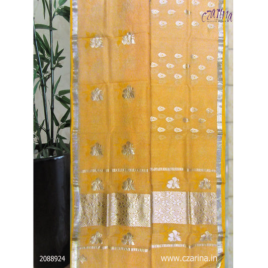 YELLOW SILVER PURE ZARI KOTA SAREE