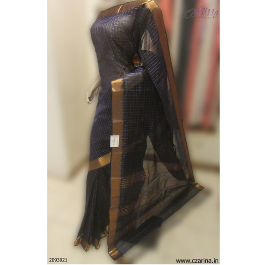 SPACE BLUE GOLDEN TISSUE SILK SAREE